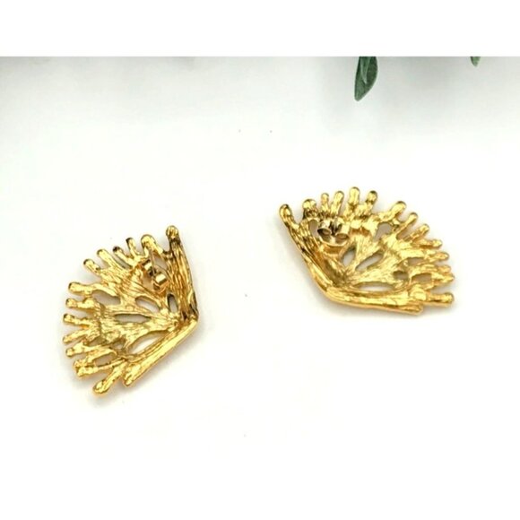 Gold-Tone Coral-Inspired Earrings With Sparkling Crystal Accents - Picture 8 of 9
